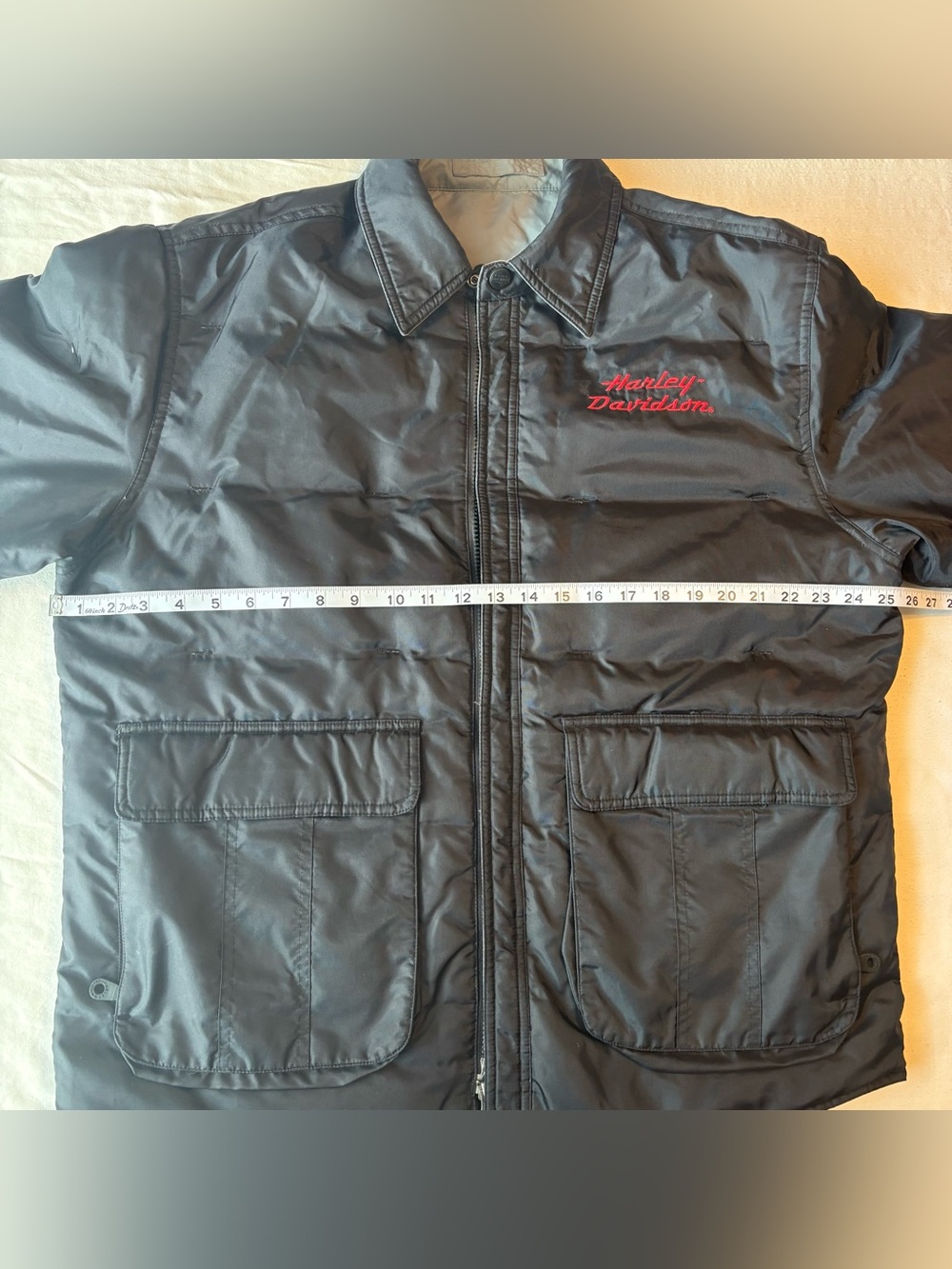 Vintage Harley Davidson Men’s Reversible Black and Gray Nylon Puffer Jacket- XL - Picture 2 of 12